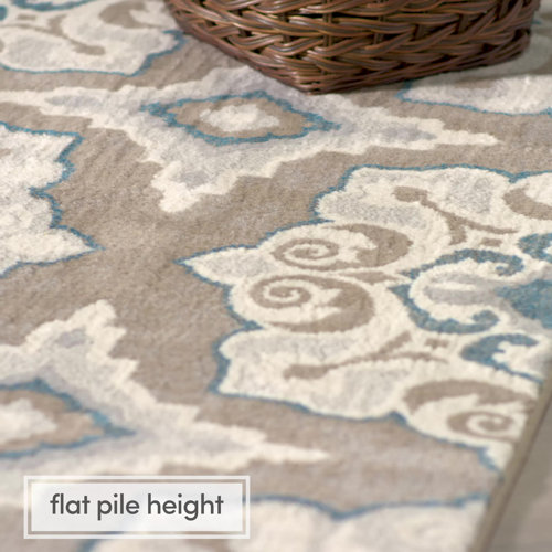 Andover Mills™ Mountview Geometric Cerulean Blue/Taupe/Ivory Area Rug